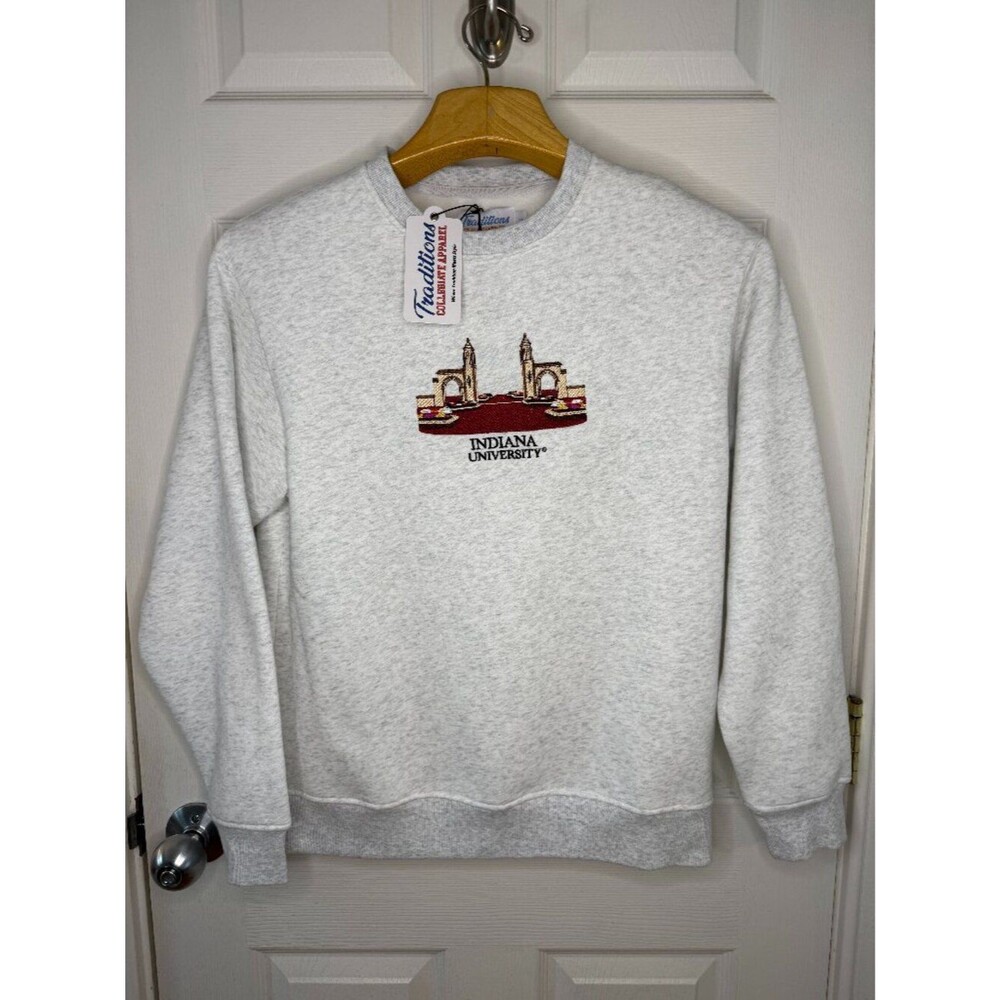 Indiana University Collegiate Apparel Traditions White Gray Sweatshirt - Small